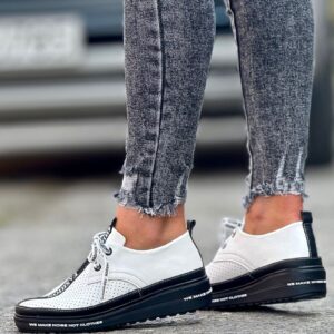 Bardzo lekkie półbuty trampki LAURENTIUS WHITE skóra naturalna - obrazek 2
