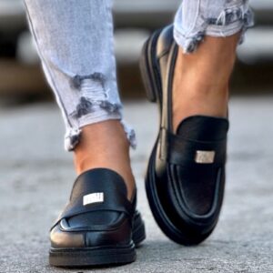 Bardzo wygodne półbuty/mokasyny MESENOZ9 BLACK skóra naturalna