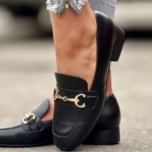 Eleganckie i wygodne połbuty z klamrą GASPARI BLACK skóra naturalna
