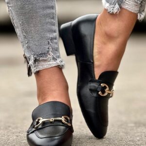 Eleganckie i wygodne połbuty z klamrą GASPARI BLACK skóra naturalna