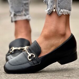 Eleganckie i wygodne połbuty z klamrą GASPARI BLACK skóra naturalna