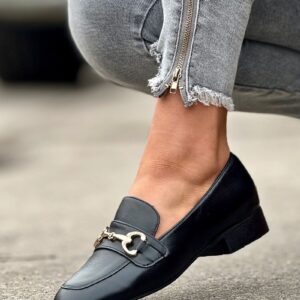 Eleganckie i wygodne połbuty z klamrą GASPARI BLACK skóra naturalna
