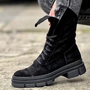 Lekkie i mega wygodne workery QUAZIO S9 BLACK skóra naturalna
