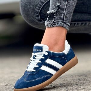 Lekkie jak piórko trampki ANGLET NAVY BLUE skóra naturalna