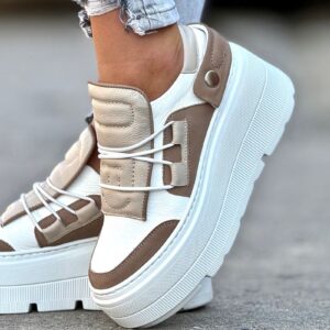 Lekkie jak piórko trampki KAZADII ESEN WHITE&BEIGE skóra naturalna