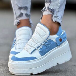 Lekkie jak piórko trampki KAZADII ESEN WHITE&BLUE skóra naturalna