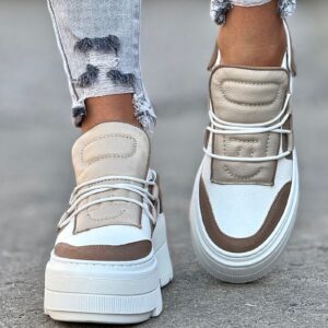 Lekkie jak piórko trampki KAZADII ESEN WHITE&BEIGE skóra naturalna