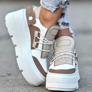 Lekkie jak piórko trampki KAZADII ESEN WHITE&BEIGE skóra naturalna