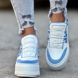Lekkie jak piórko trampki KAZADII ESEN WHITE&BLUE skóra naturalna