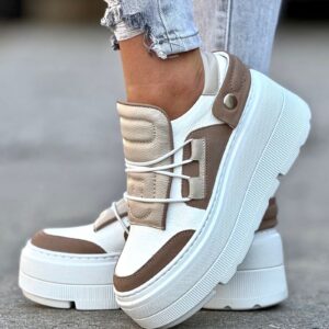 Lekkie jak piórko trampki KAZADII ESEN WHITE&BEIGE skóra naturalna
