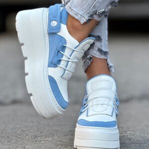 Lekkie jak piórko trampki KAZADII ESEN WHITE&BLUE skóra naturalna