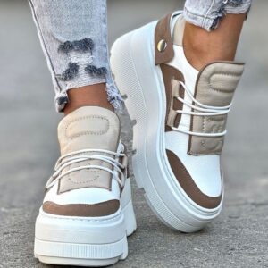 Lekkie jak piórko trampki KAZADII ESEN WHITE&BEIGE skóra naturalna