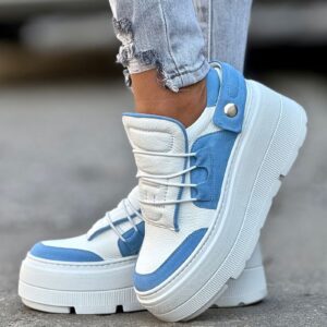 Lekkie jak piórko trampki KAZADII ESEN WHITE&BLUE skóra naturalna