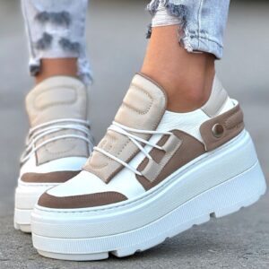 Lekkie jak piórko trampki KAZADII ESEN WHITE&BEIGE skóra naturalna