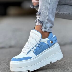 Lekkie jak piórko trampki KAZADII ESEN WHITE&BLUE skóra naturalna