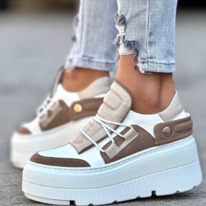 Lekkie jak piórko trampki KAZADII ESEN WHITE&BEIGE skóra naturalna