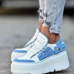 Lekkie jak piórko trampki KAZADII ESEN WHITE&BLUE skóra naturalna
