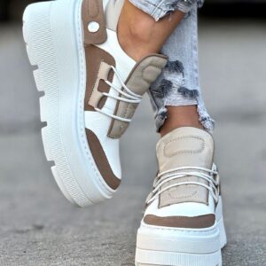 Lekkie jak piórko trampki KAZADII ESEN WHITE&BEIGE skóra naturalna