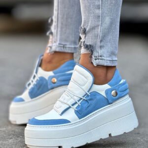 Lekkie jak piórko trampki KAZADII ESEN WHITE&BLUE skóra naturalna