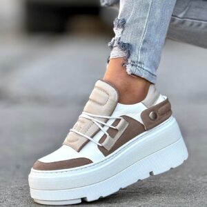 Lekkie jak piórko trampki KAZADII ESEN WHITE&BEIGE skóra naturalna
