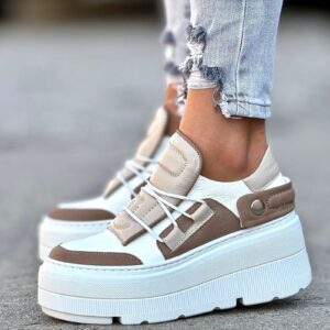 Lekkie jak piórko trampki KAZADII ESEN WHITE&BEIGE skóra naturalna