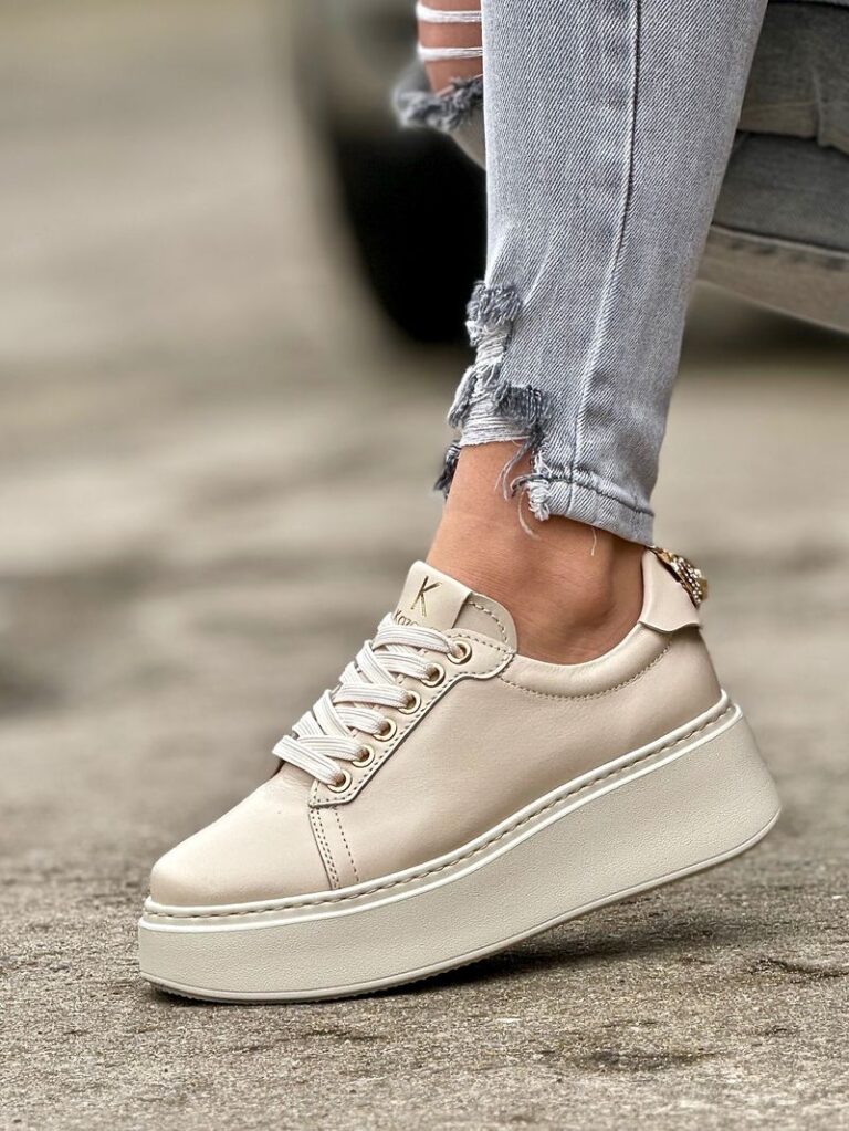 Lekkie jak piórko trampki KAZADII MALIA BEIGE skóra naturalna - obrazek 6