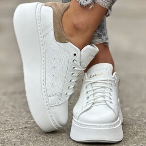 Lekkie jak piórko trampki ONFIRE WHITE BEIGE skóra naturalna