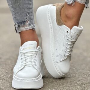 Lekkie jak piórko trampki ONFIRE WHITE BEIGE skóra naturalna