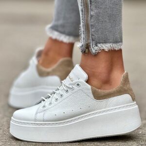 Lekkie jak piórko trampki ONFIRE WHITE BEIGE skóra naturalna