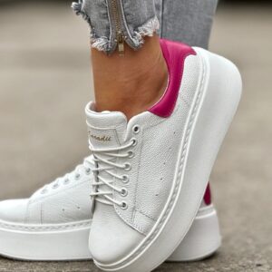 Lekkie jak piórko trampki ONFIRE WHITE FUSHIA skóra naturalna