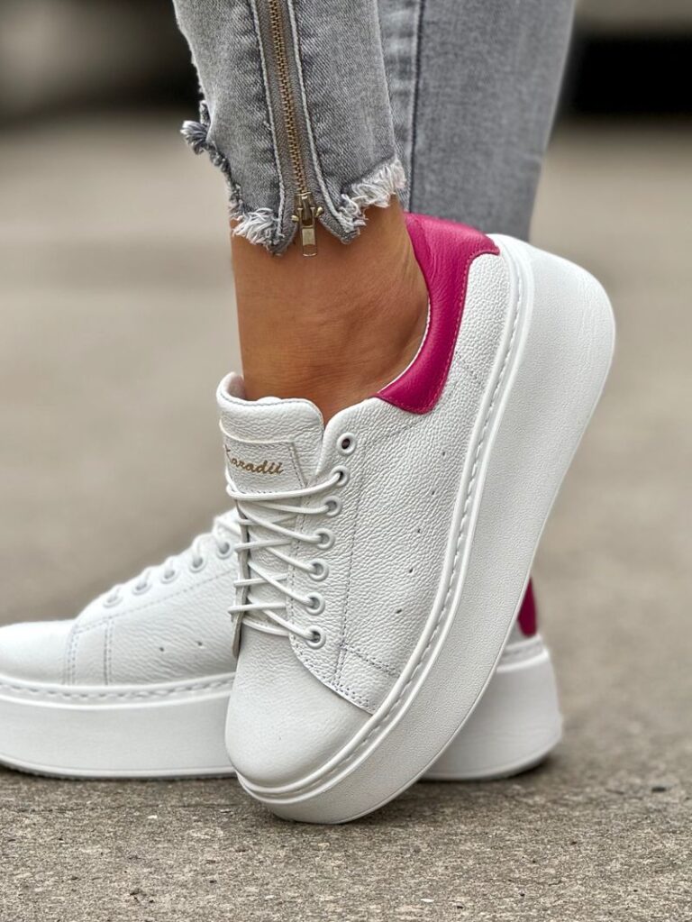Lekkie jak piórko trampki ONFIRE WHITE FUSHIA skóra naturalna - obrazek 4
