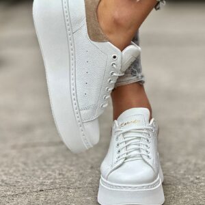 Lekkie jak piórko trampki ONFIRE WHITE BEIGE skóra naturalna