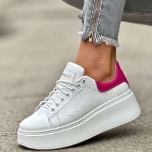 Lekkie jak piórko trampki ONFIRE WHITE FUSHIA skóra naturalna
