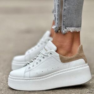 Lekkie jak piórko trampki ONFIRE WHITE BEIGE skóra naturalna