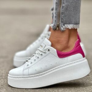 Lekkie jak piórko trampki ONFIRE WHITE FUSHIA skóra naturalna