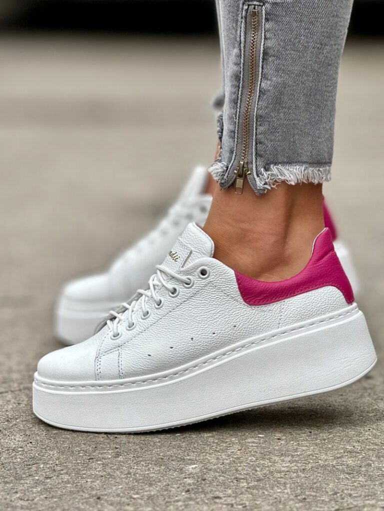 Lekkie jak piórko trampki ONFIRE WHITE FUSHIA skóra naturalna - obrazek 9