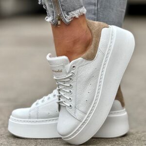 Lekkie jak piórko trampki ONFIRE WHITE BEIGE skóra naturalna