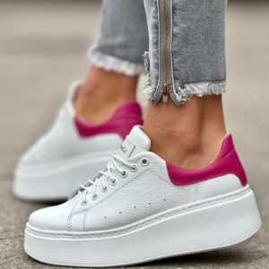 Lekkie jak piórko trampki ONFIRE WHITE FUSHIA skóra naturalna