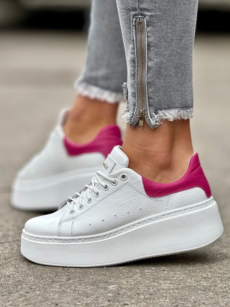 Lekkie jak piórko trampki ONFIRE WHITE FUSHIA skóra naturalna - obrazek 2