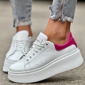 Lekkie jak piórko trampki ONFIRE WHITE FUSHIA skóra naturalna