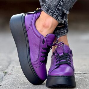 Lekkie jak piórko zdobione trampki KAZADII MEREDI PURPLE skóra naturalna