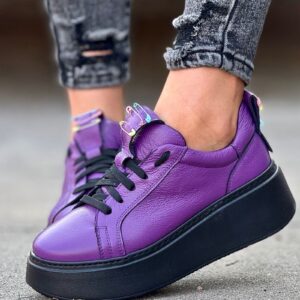 Lekkie jak piórko zdobione trampki KAZADII MEREDI PURPLE skóra naturalna