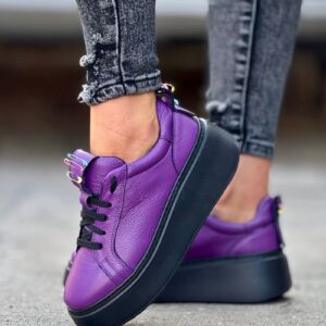 Lekkie jak piórko zdobione trampki KAZADII MEREDI PURPLE skóra naturalna