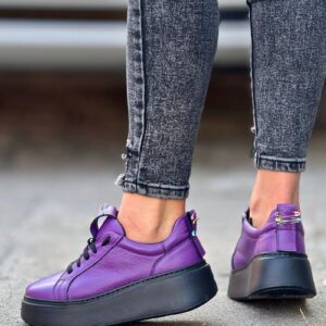 Lekkie jak piórko zdobione trampki KAZADII MEREDI PURPLE skóra naturalna