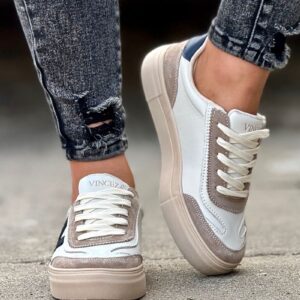 Lekkie wygodne trampki ASTELLA WHITE MULTI skóra naturalna