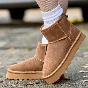 Mega lekkie śniegowce NORTH ULTRA CAMEL Platform skóra naturalna