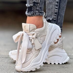 Sneakersy KAZADII NOELLE BEIGE skóra naturalna