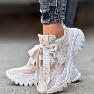 Sneakersy KAZADII NOELLE BEIGE skóra naturalna
