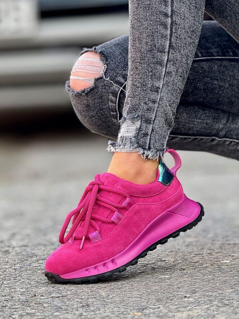 Ultralekkie sneakersy GENZIE FUSHIA skóra naturalna - obrazek 4