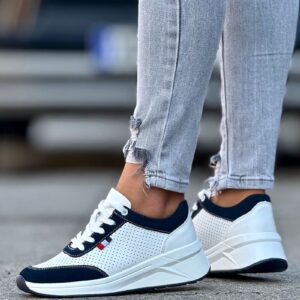 Ultralekkie sneakersy WERONA biały + granat skóra naturalna